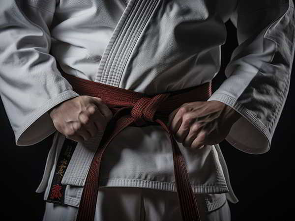 Kimono en primer plano, para Judo , Karate y JiuJitsu , con cinto.